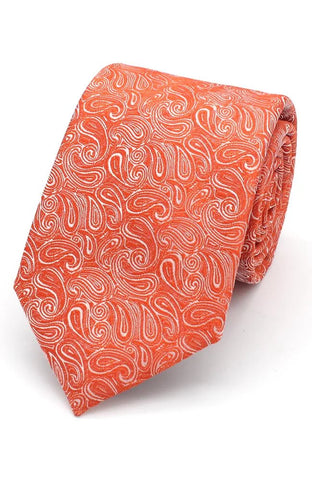 Orange Paisley Tie and Hankie